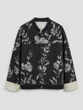 Black silver sequin embroidered denim jacket