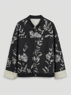 Black silver sequin embroidered denim jacket