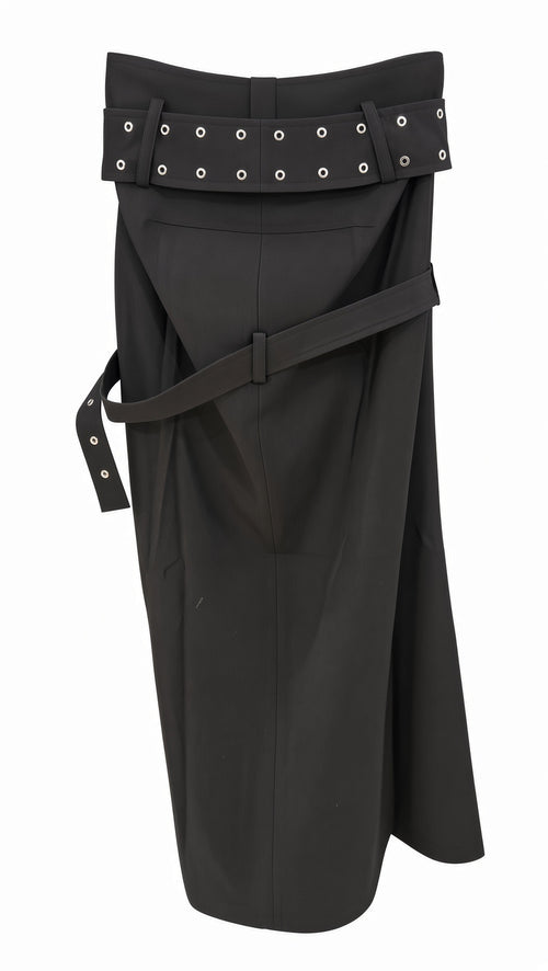 Black / grey Grommet Belt skirt