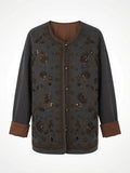 Dark grey embroidered denim jacket