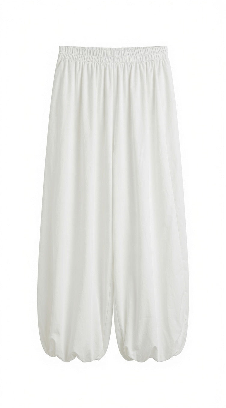 White Wide Leg Balloon Pants