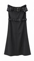 Black / grey Grommet Belt skirt