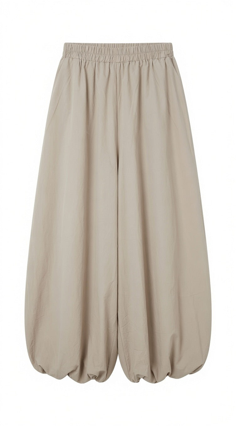 Beige Wide Leg Balloon Pants